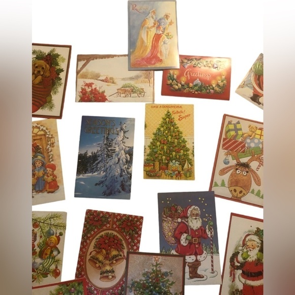 VTG Christmas Cards 32+ Envelopes Boxed Set Variety of Styles Retro Repeats - Picture 3 of 6